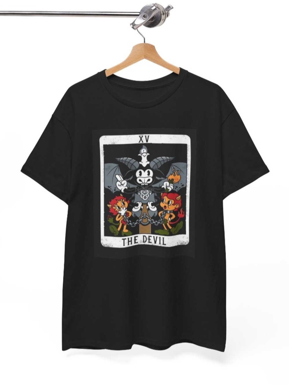 Gildan Black Short-Sleeve Tee with The Devil Tarot Card Graphic